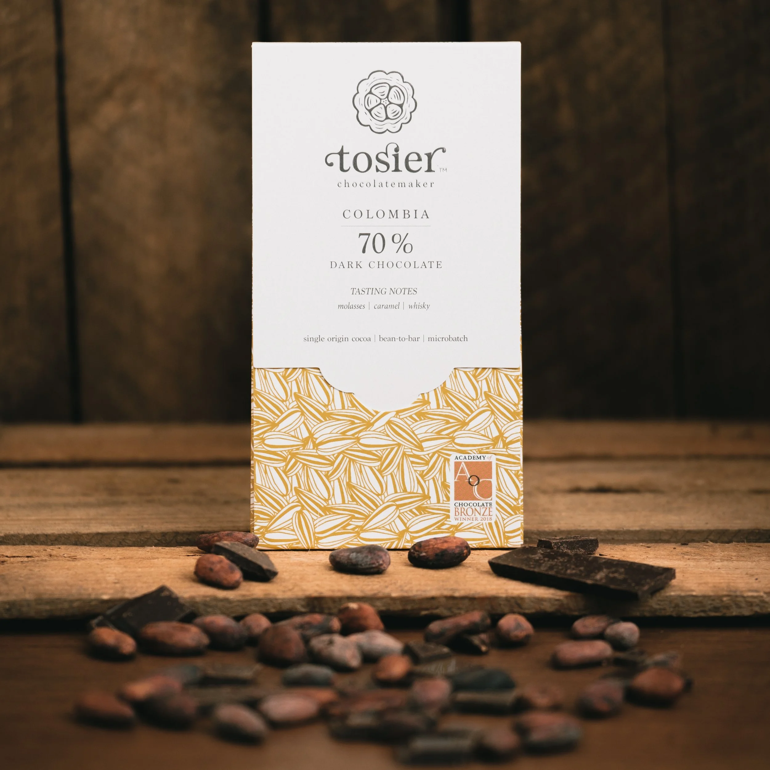 70% Tumaco, Colombia 2025 Harvest 60g, AoC Bronze Award — Tosier